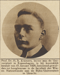 870391 Portret van prof. dr. H.A. Kramers, die benoemd is tot hoogleraar aan de faculteit der wis- en natuurkunde van ...